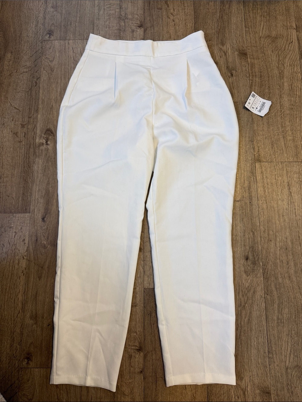 Zara White Straight-Leg Tailored Pants